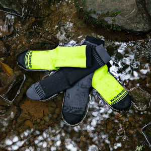 2019/20 Crosspoint Waterproof Crew Socks Neon Yellow Showers Pass | Cento Cycling